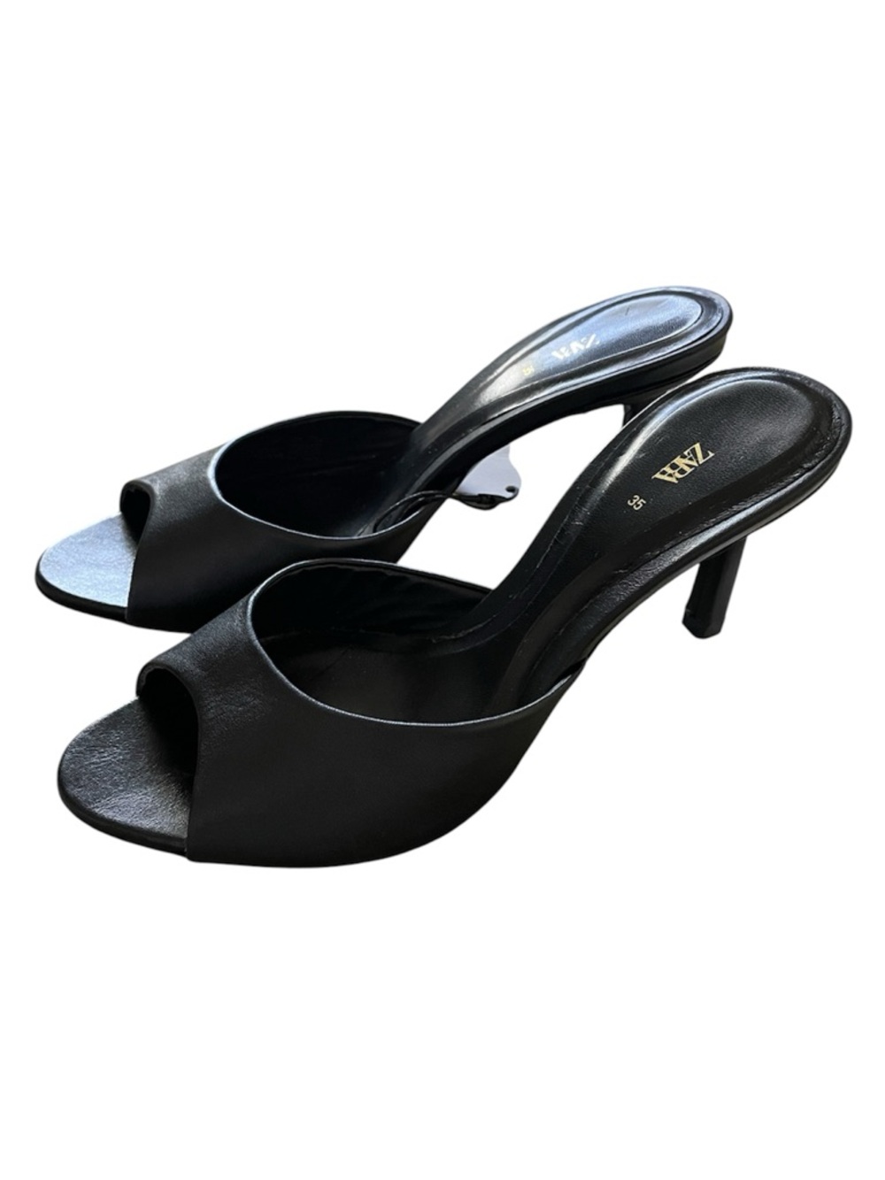 Zara Leather Heeled Mules. Size 5 NEW